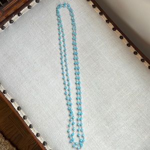 Light blue crystal bead necklace with silver chain